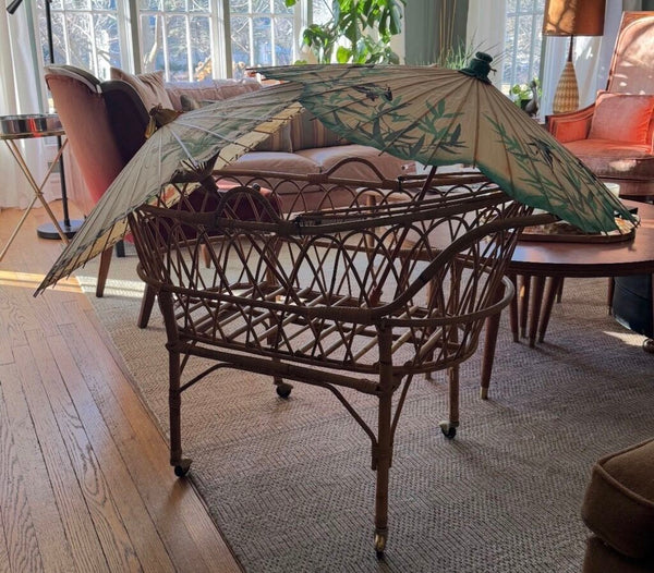 Vintage Rattan Bassinet W2135