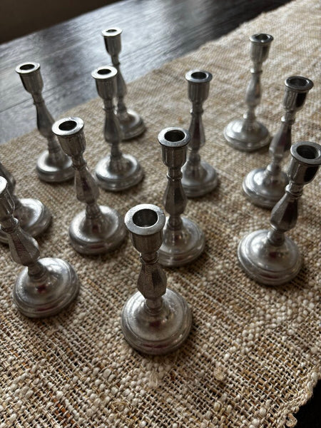 Vintage Small Pewter Candle Holder, 4"