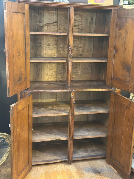 ANTIQUE 19th CENTURY PINE STEP-BACK CABINET, FANTASTIC PATINA. 43"W x 19"D x 66"H. STORE PICKUP