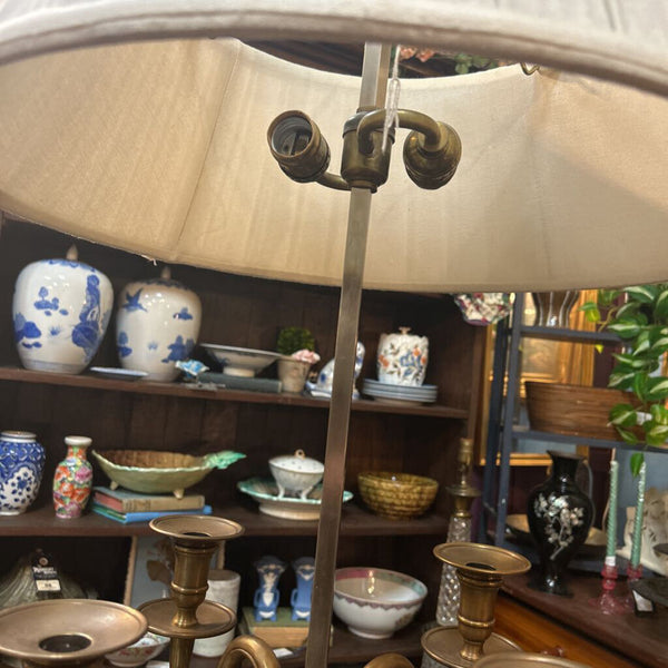 Vintage Heavy Bronze Bouillotte Style Lamp w. Shade