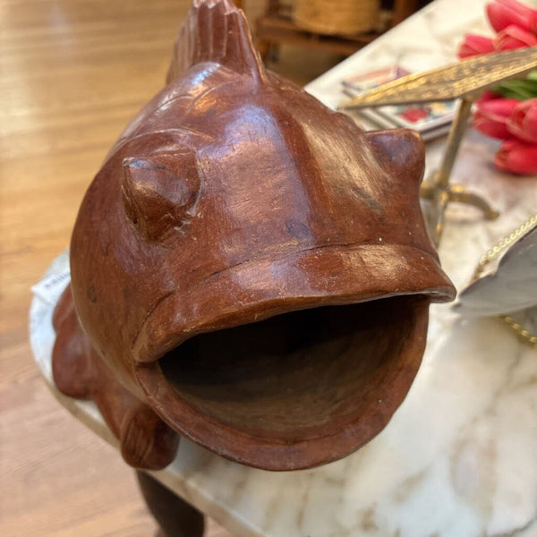 Vintage Terra Cotta Clay Koi Fish Planter 7” x 7”
