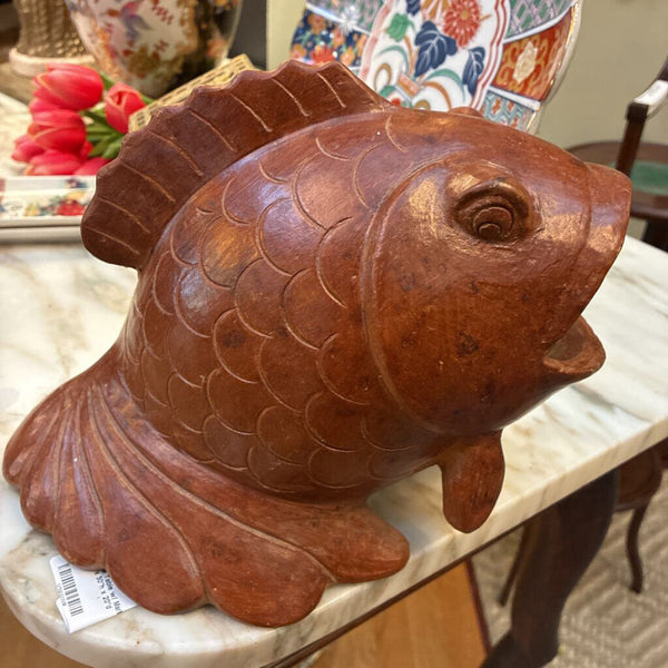 Vintage Terra Cotta Clay Koi Fish Planter 7” x 7”