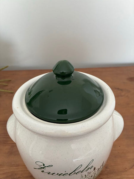 Vintage German "Zwiebein" (Onion) Glazed Ceramic Lidded Pot 8" x 6"