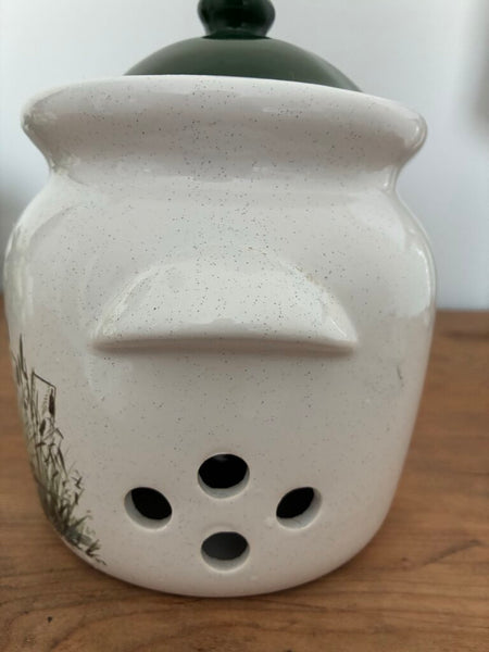 Vintage German "Zwiebein" (Onion) Glazed Ceramic Lidded Pot 8" x 6"