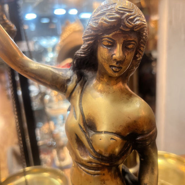 Vintage Brass Art Nouveau Woman Figure 20"