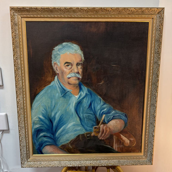 Original Portrait "Sal" Sitting with Pipe 45.5" x 40" W1796