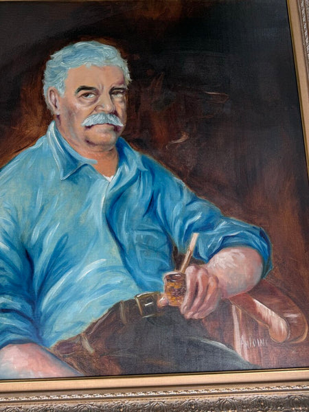 Original Portrait "Sal" Sitting with Pipe 45.5" x 40" W1796