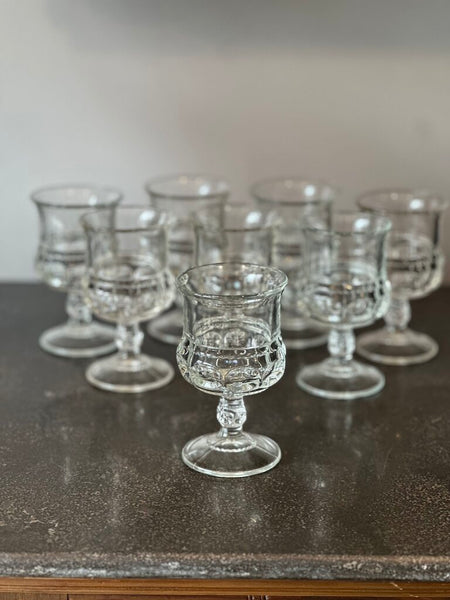 SET OF (8) 4 1/2” FRANCISCAN THUMB PRINT CLARET/CORDIAL GLASSES
