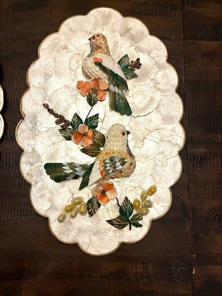Vintage Capiz Shell Scalloped Seashell Wall Art (PAIR) 12" x 18"