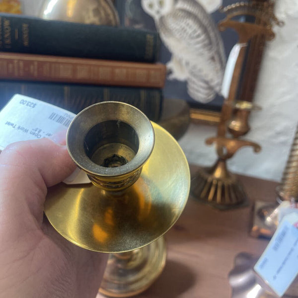 Moxie - Brass Open Work Twist Candle Holder - 8.5"