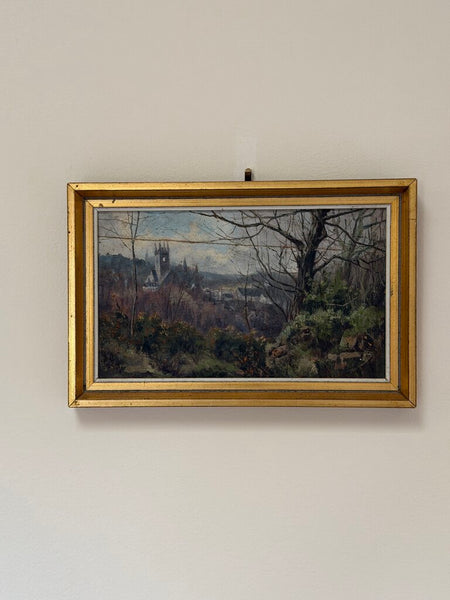 2491 French Castle Painting on Board