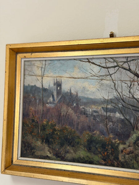 2491 French Castle Painting on Board