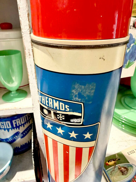 JFV ~ Vintage patriotic thermos sold as is.