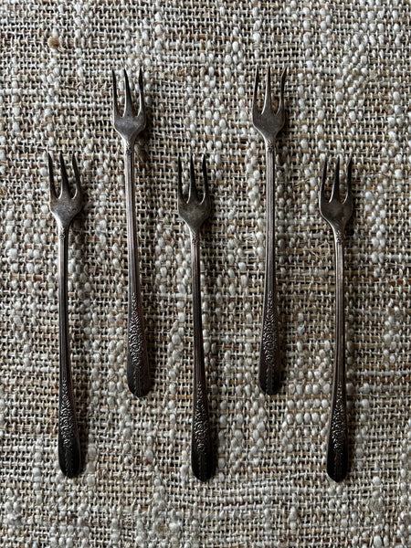 Set of 5 Vintage Silverplate Cocktail Forks