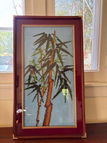 Vintage 18x31 Embroidery Cross Stitch Bamboo