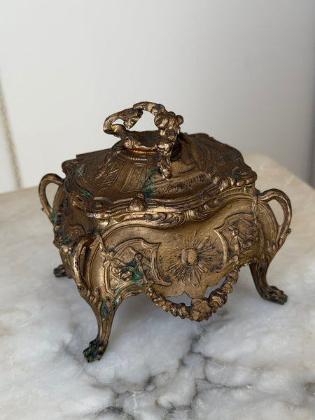 2332 Antique French Jewelry Casket w/ Swag