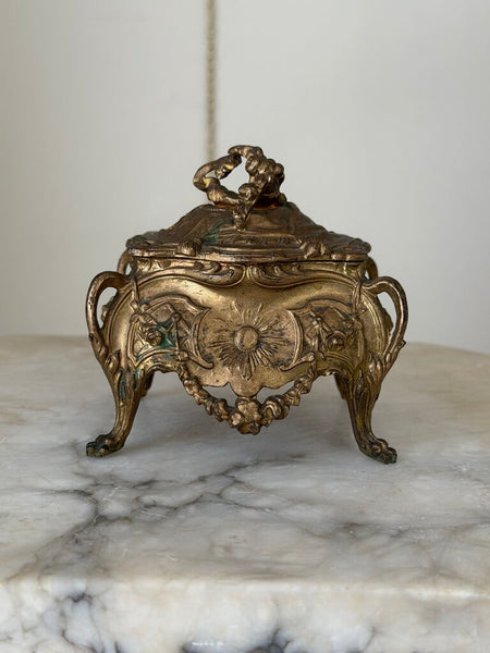 2332 Antique French Jewelry Casket w/ Swag