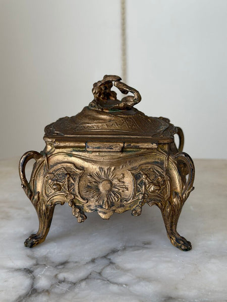2332 Antique French Jewelry Casket w/ Swag
