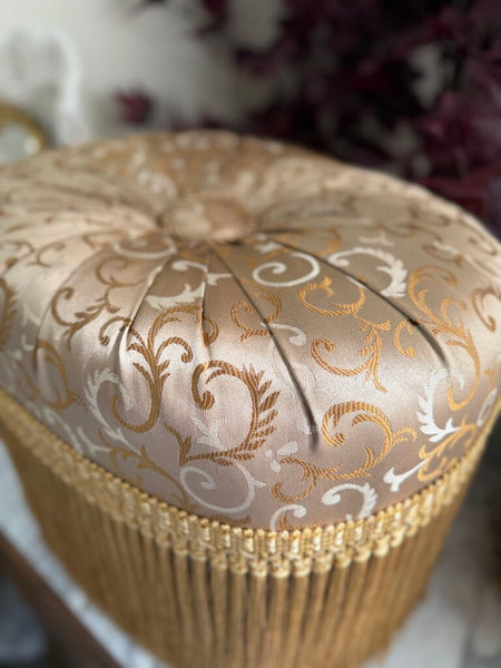 0173 Gold Fringe Vanity/Footstool Bench