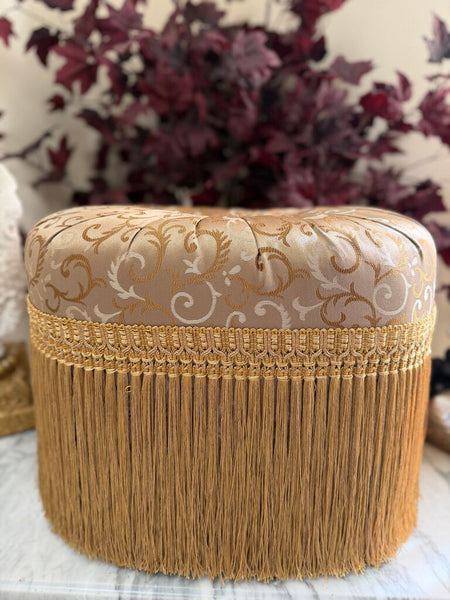 0173 Gold Fringe Vanity/Footstool Bench
