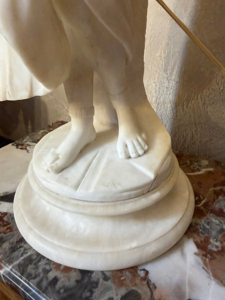 1510 Art Deco Italian Figural Alabaster Lamp Signed "R. Colivicchi"