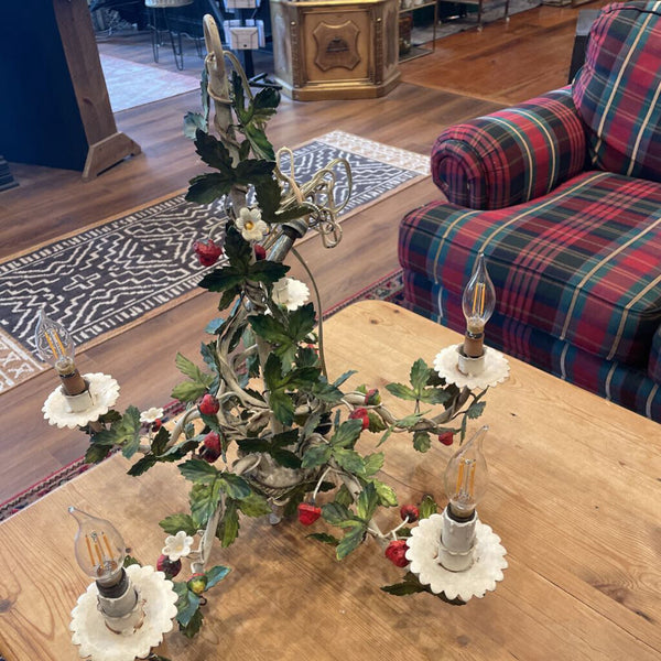 Moxie - Vintage Italian Strawberry Tole Chandelier