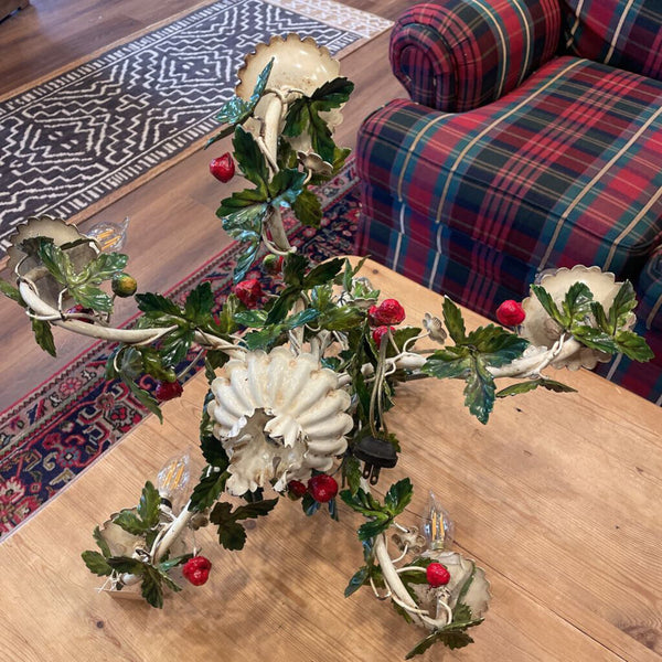 Moxie - Vintage Italian Strawberry Tole Chandelier