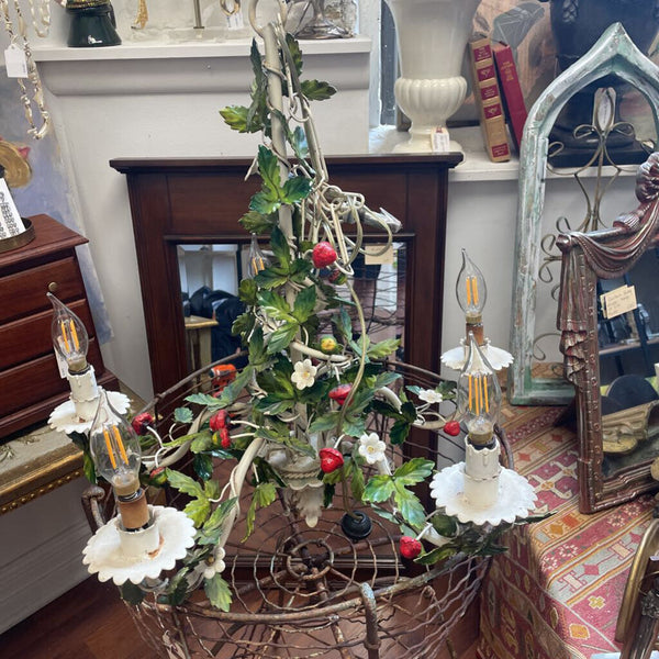 Moxie - Vintage Italian Strawberry Tole Chandelier