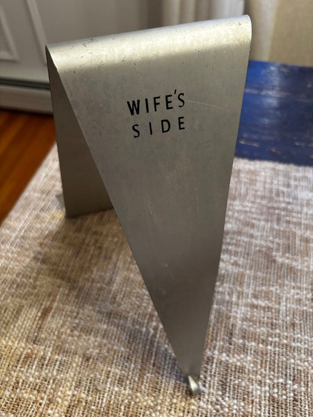 Vintage MCM Aluminum Rooster Morning News Newspaper Tabletop Stand Wife's Side