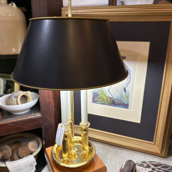 Vintage Baldwin Brass Library Lamp with black Shade 20 in tall