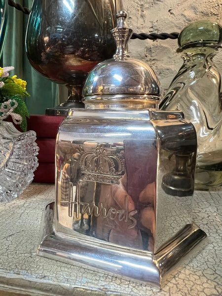 Vintage Silver Plate Harrod's Tea Caddie