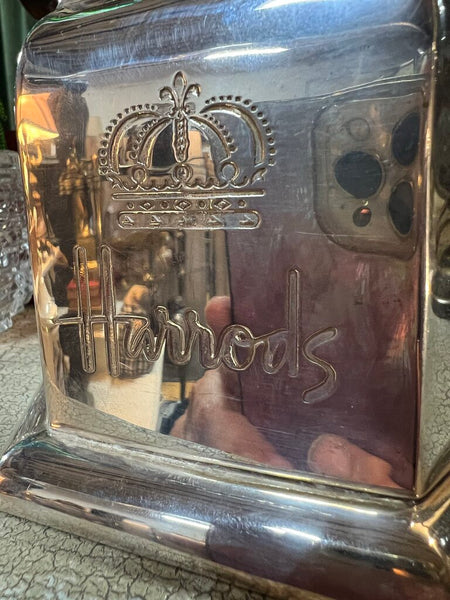 Vintage Silver Plate Harrod's Tea Caddie