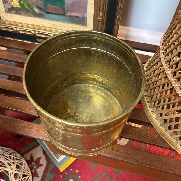Brass Planter 8" tall 9" diam W2234