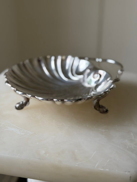 1148 Koi Fish Silverplate Footed Shell Dish