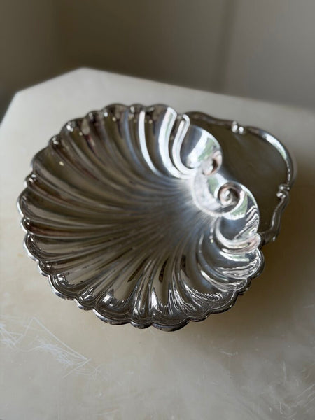 1148 Koi Fish Silverplate Footed Shell Dish