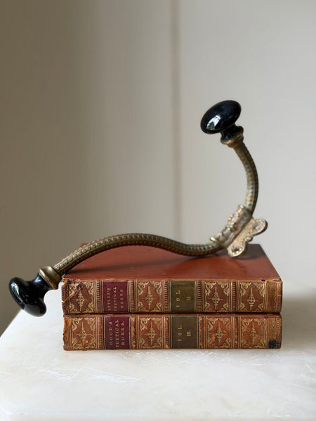 2354 French Bronze and Black Ceramic Wall Hook