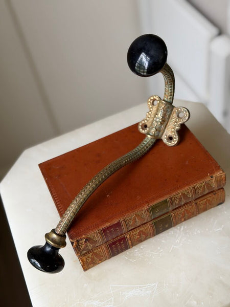 2354 French Bronze and Black Ceramic Wall Hook