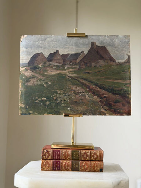 2539 French Antique Oil on Board Landscape Scene
