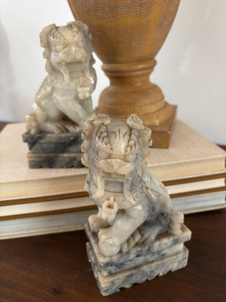 Vintage Pair of Soapstone Fu Dog Bookends 6H
