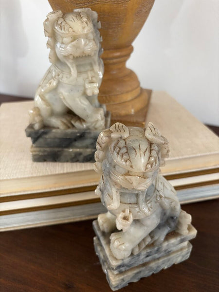 Vintage Pair of Soapstone Fu Dog Bookends 6H