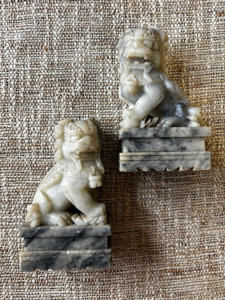 Vintage Pair of Soapstone Fu Dog Bookends 6H
