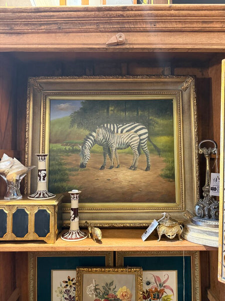 Vintage zebra oil painting on canvas