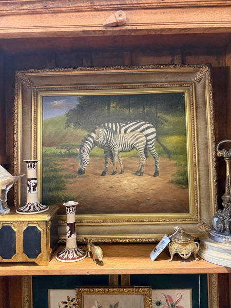 Vintage zebra oil painting on canvas