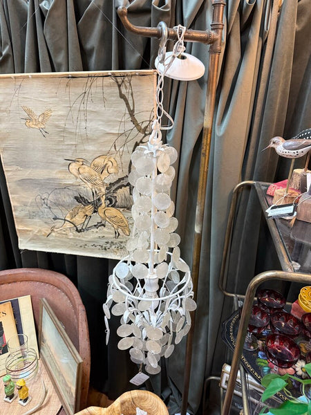 Revitalized Vintage Chandelier with Capiz Shells W0385 3.5'h x 15"w and 24" adjustable chain