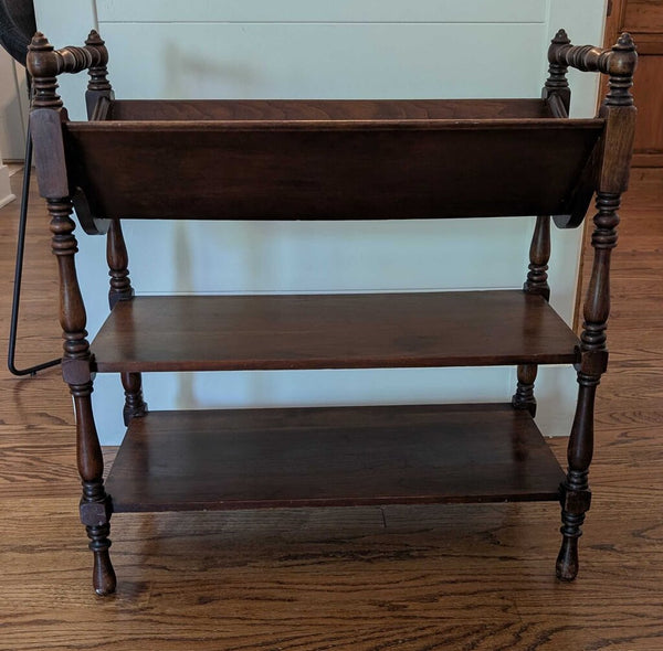 Antique English Walnut Bookshelf w/Turned Legs 25x24x11 STORE PU ONLY