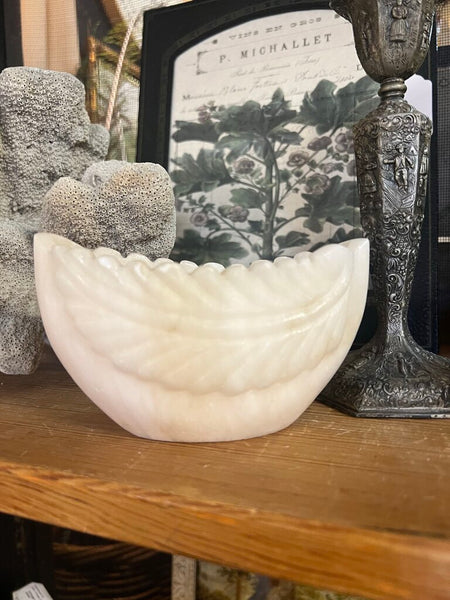 Vintage Alabaster USSR Compote Bowl~ 2.75" w x 5.5" l x 3.25" t