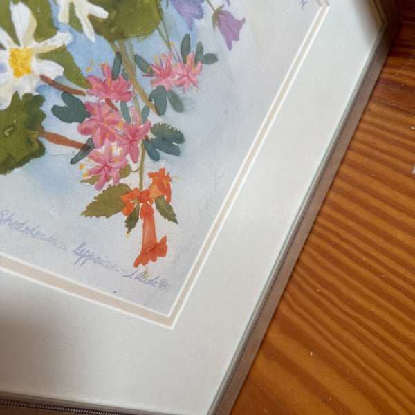 Signed framed and numbered floral limited edition print 1992