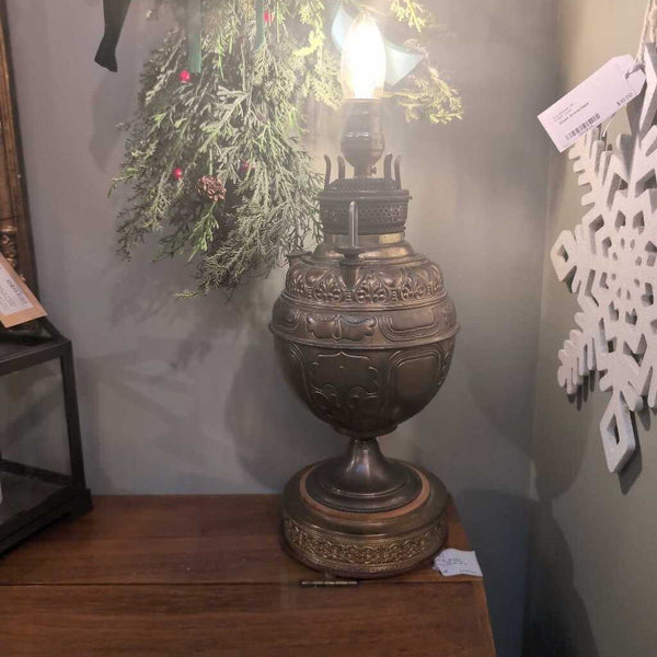 Lovely Antique Miller Nickel Plated Brass Lamp. Electrified. Circa 1890