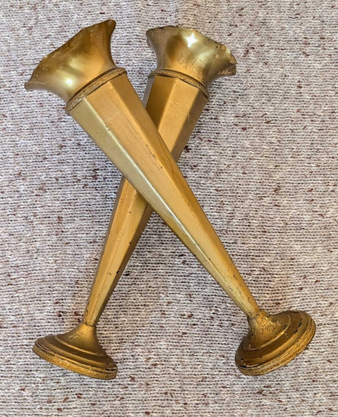 VTG Gold Plated Church Vases 16" - Pair 2/Set
