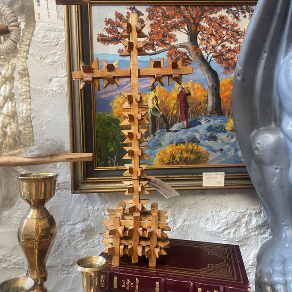 Moxie - Tramp Art Crown Of Thorns Cross - 16"